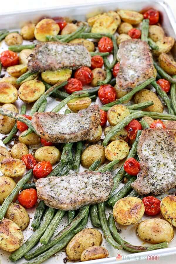 Italian Pork Chop Sheet Pan Dinner.