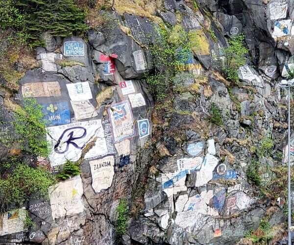 A rock face in Skagway Alaska.