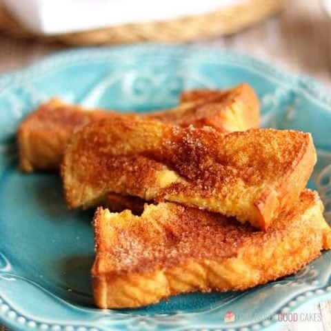 These Air Fryer French Toast Sticks are so quick and easy to make. Make them ahead, freeze, and just reheat to make busy mornings fuss-free!