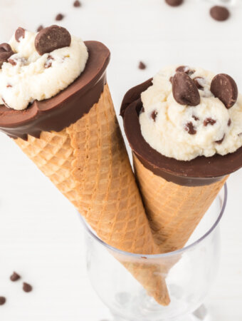 two cannoli cones in glass