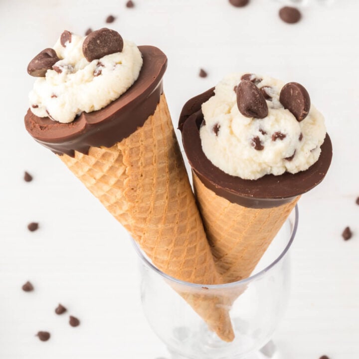 two cannoli cones in glass