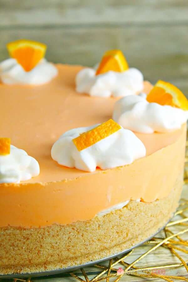 No-Bake Orange Creamsicle Cheesecake close up.