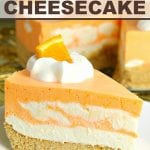 This No-Bake Orange Creamsicle Cheesecake is a nostalgic bite of bright orange and creamy vanilla, reminiscent of those long-gone summer days of your childhood.