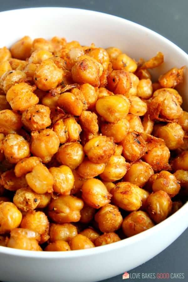 Spicy Roasted Chickpeas in a white bowl.