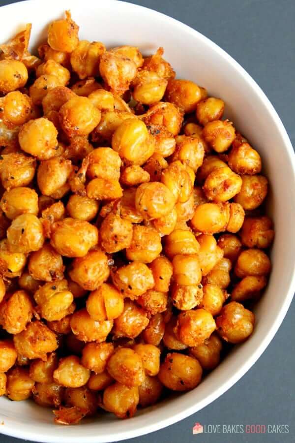 Spicy Roasted Chickpeas in a white bowl.