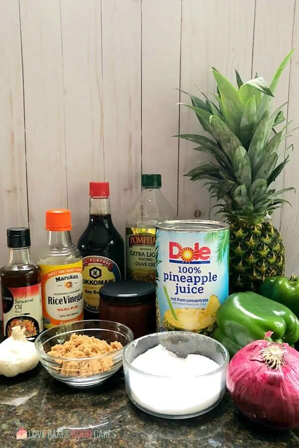 Hawaiian Chicken Kebabs marinade ingredients.