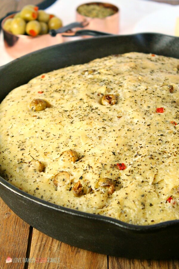 Bread inside a skillet.