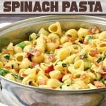 One Pot Creamy Bacon Spinach Pasta is a quick, easy, and flavorful weeknight meal. With just a few ingredients, dinner will be on the table in a jiffy!