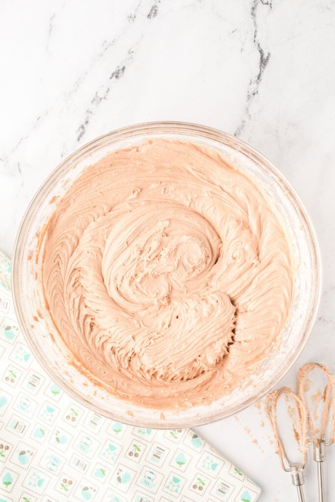 Smooth, fully mixed Chocolate Milk Cake batter ready for baking