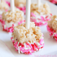 Valentine's White Chocolate Dipped Krispy Treats