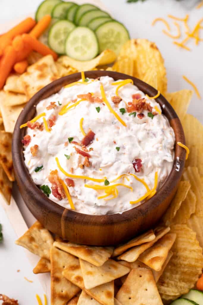 bacon cheddar ranch dip in bowl