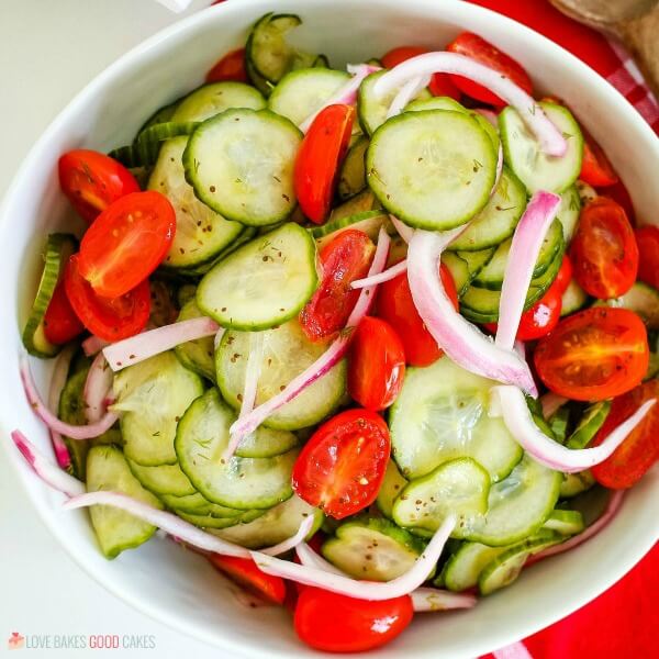 Zesty Cucumber Tomato Salad - Love Bakes Good Cakes