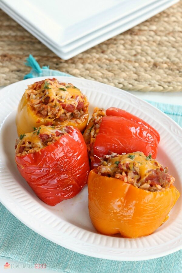 Slow Cooker Stuffed Peppers on a plate.