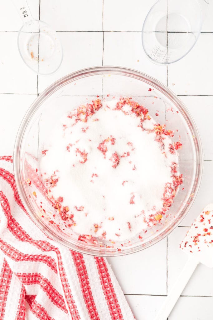 Granulated sugar sprinkled over the cranberry relish mixture before final stirring.