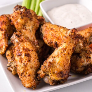 closeup of air fryer chicken wings