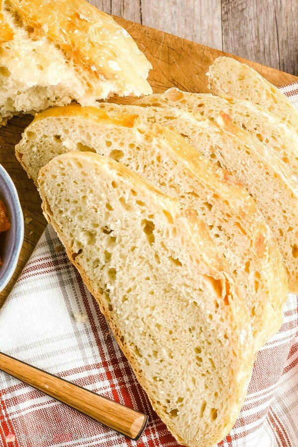 sliced bread laying on a cloth surface