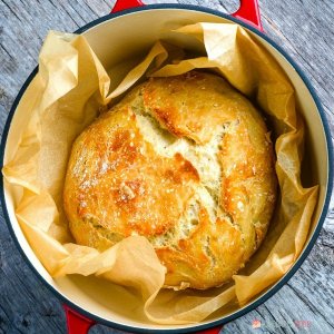 baked bread in pan