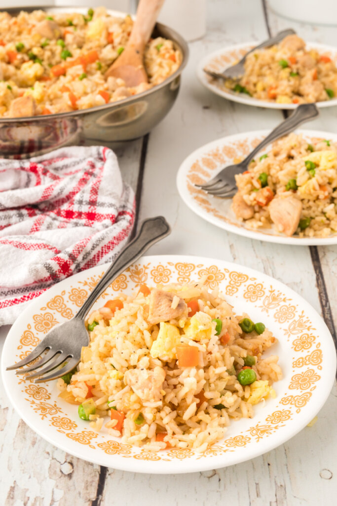 plate with chicken fried rice