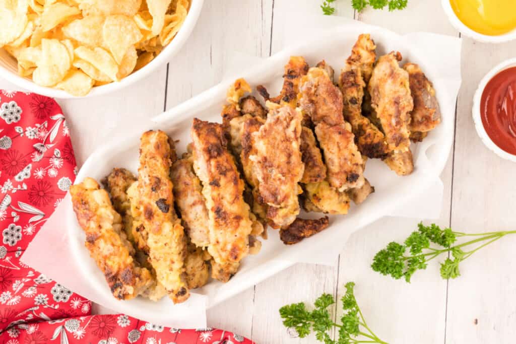 steak fingers on serving platter