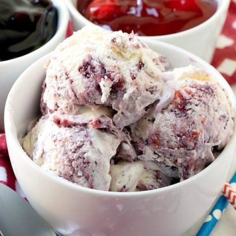 closeup no-churn patriotic ripple ice cream in bowl