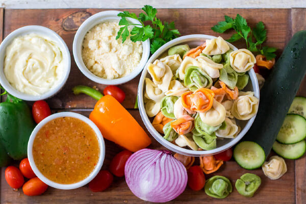 ingredients for tortellini pasta salad