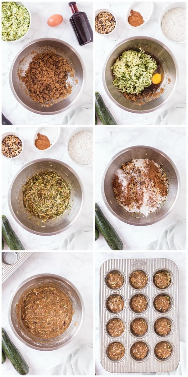 step by step how to make zucchini muffins