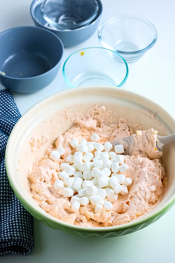 marshmallows added to salad