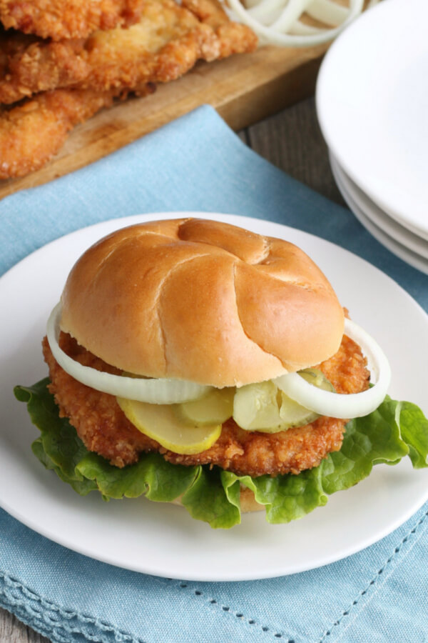 finished breaded pork tenderloin recipe on plate