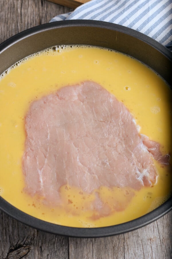 pork tenderloin dipped in egg wash