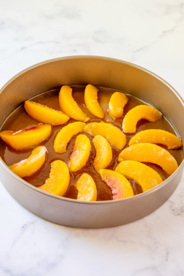 cake in pan before being baked