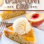 peach upside down cake on plate