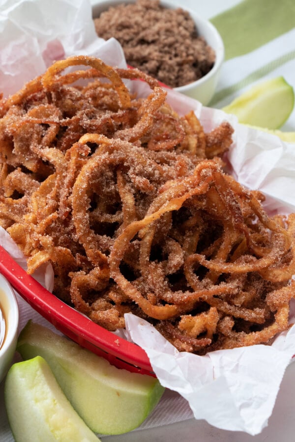 basket of apple cinnamon curly fries