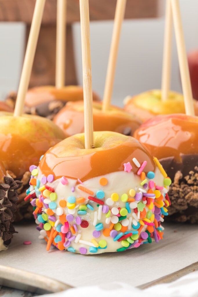 a decorated caramel apple