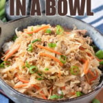 egg roll in a bowl pin image with words