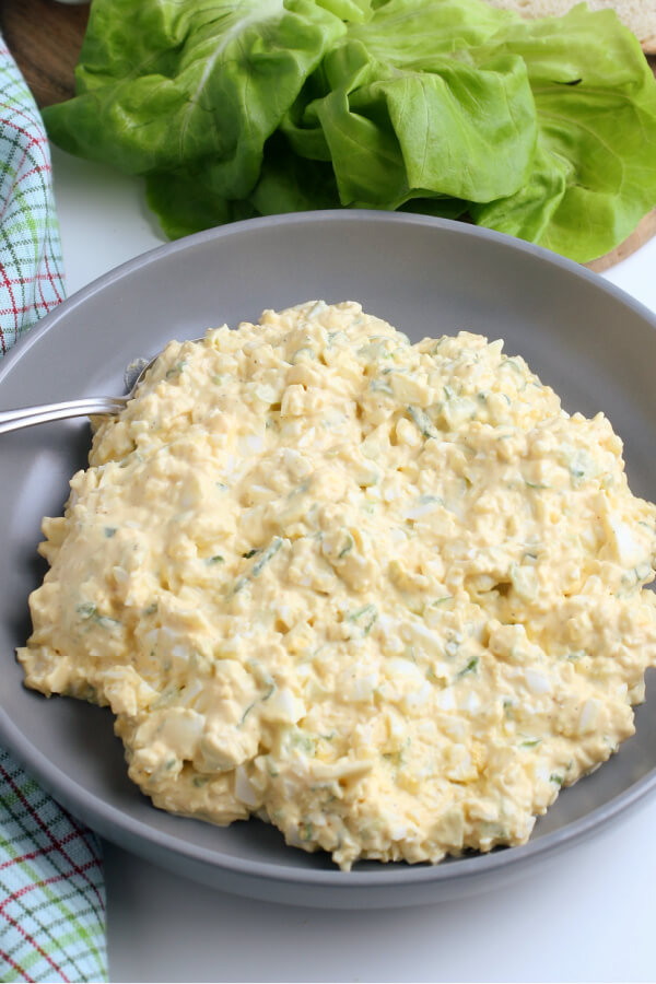 finished egg salad in bowl