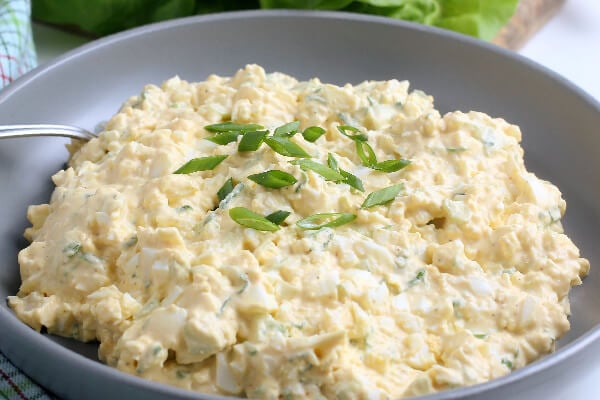 finished egg salad in bowl