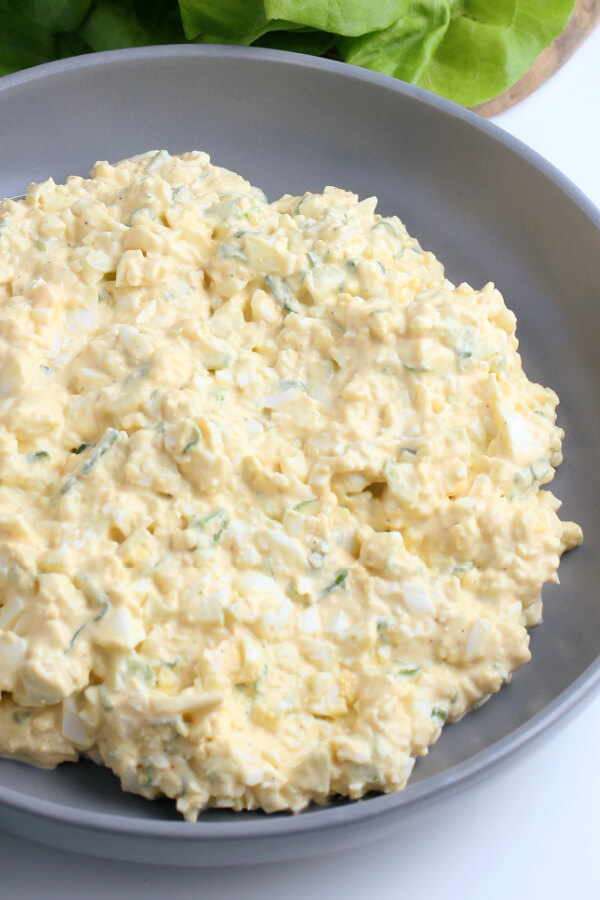 finished egg salad in bowl