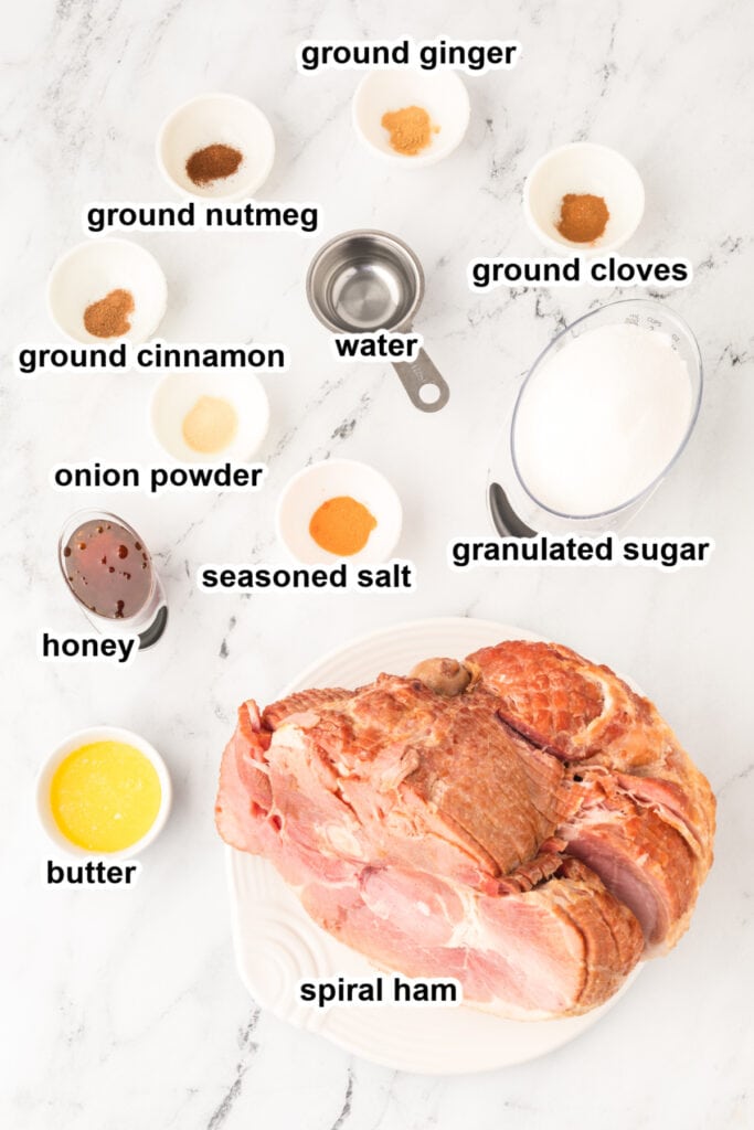 ingredients to make honey baked ham