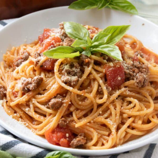 finished pasta in bowl