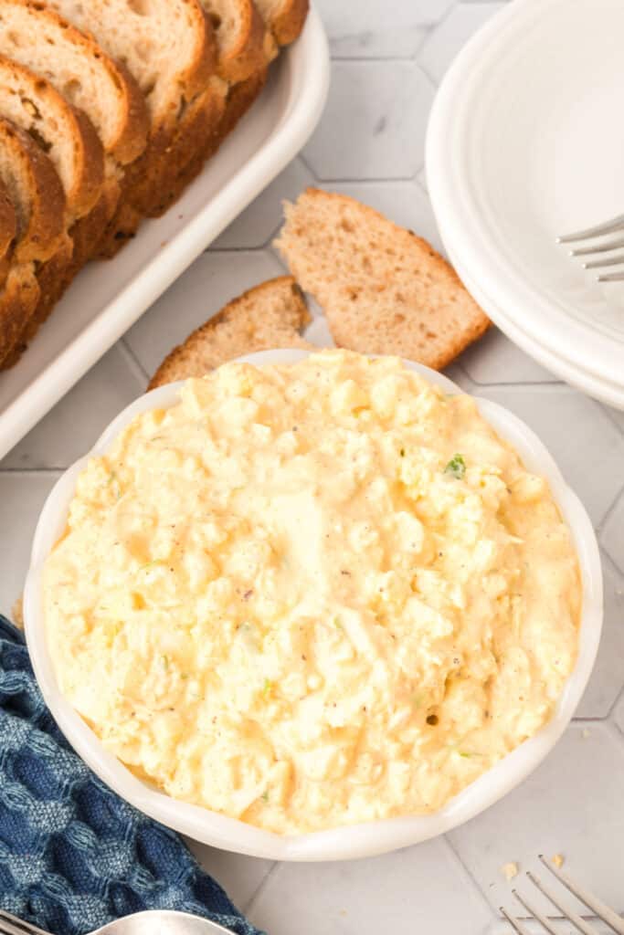 old fashioned egg salad in a bowl like grandma used to make