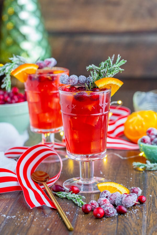 non alcoholic christmas drinks with winter background