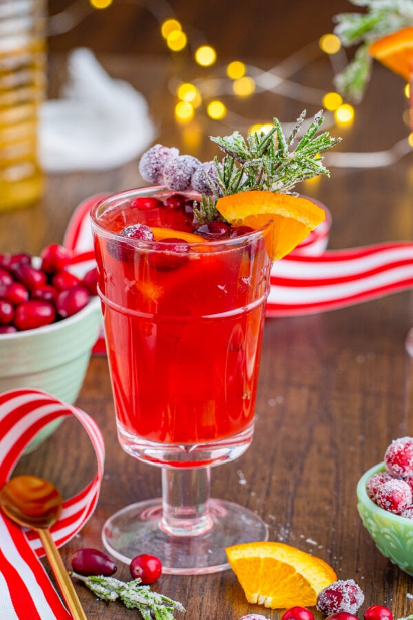 non-acholic christmas drink with festive background