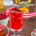 christmas mocktail in glass with festive background