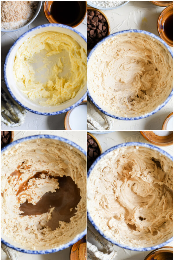 preparing the butter and making the batter