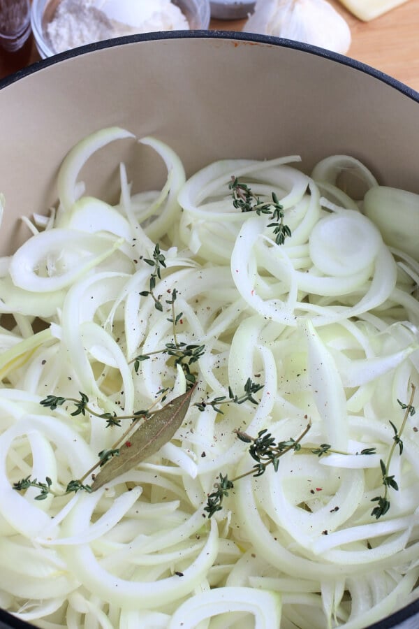 cooking down the onions