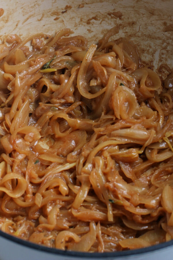 caramelized onions in pot
