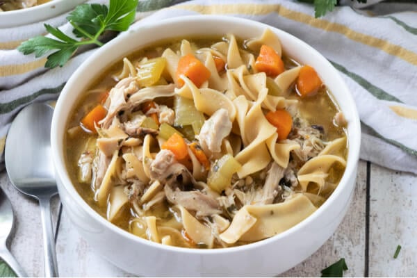 bowl of chicken noodle soup