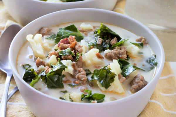 low carb zuppa toscana in bowl