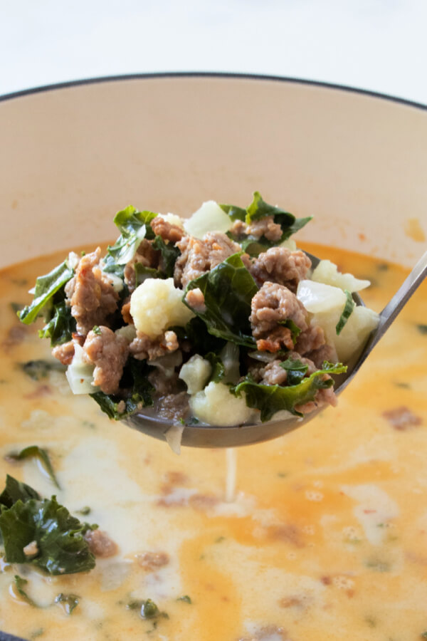 Ladle full of finished soup