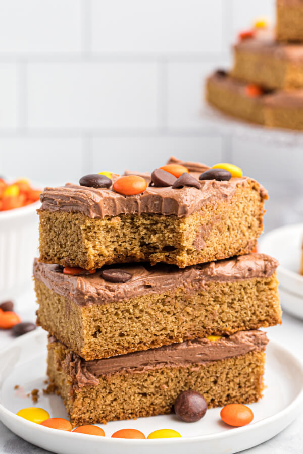 three bars stacked on a white plate